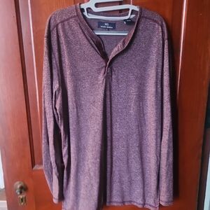 Michael Brandon Burgundy Henley Shirt